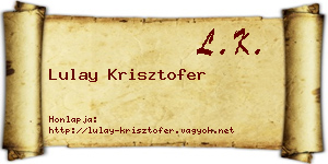 Lulay Krisztofer névjegykártya